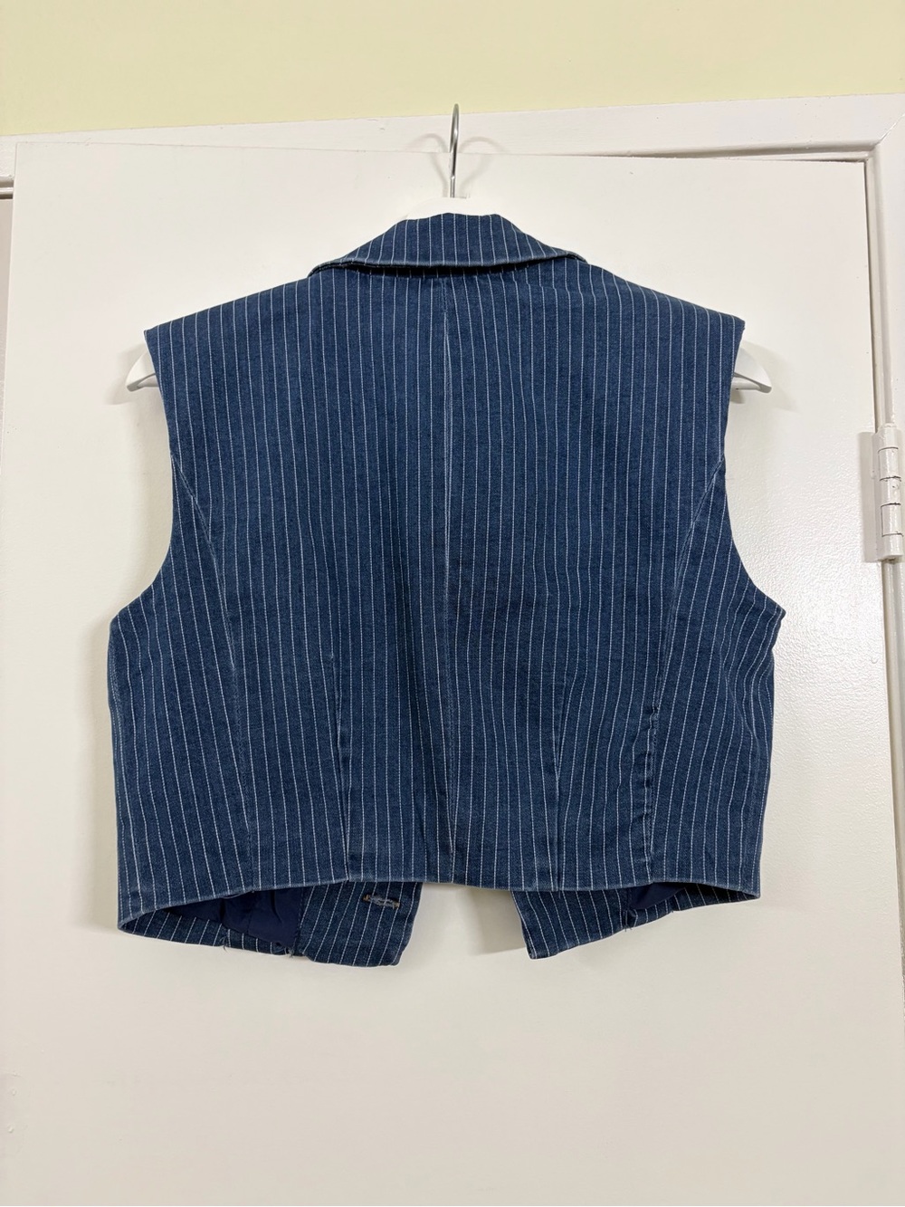 NWT House of Harlow 1960 Pinstripe Denim Vest Wide Leg Jeans Matching Set Size 6 - Picture 4 of 15